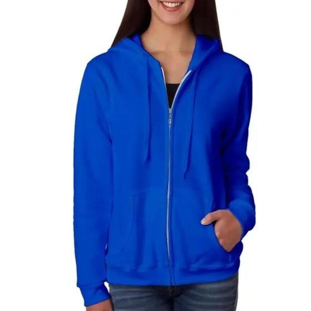 Moletom Feminino Conguru Ziper Liso Inverno Confort Azul