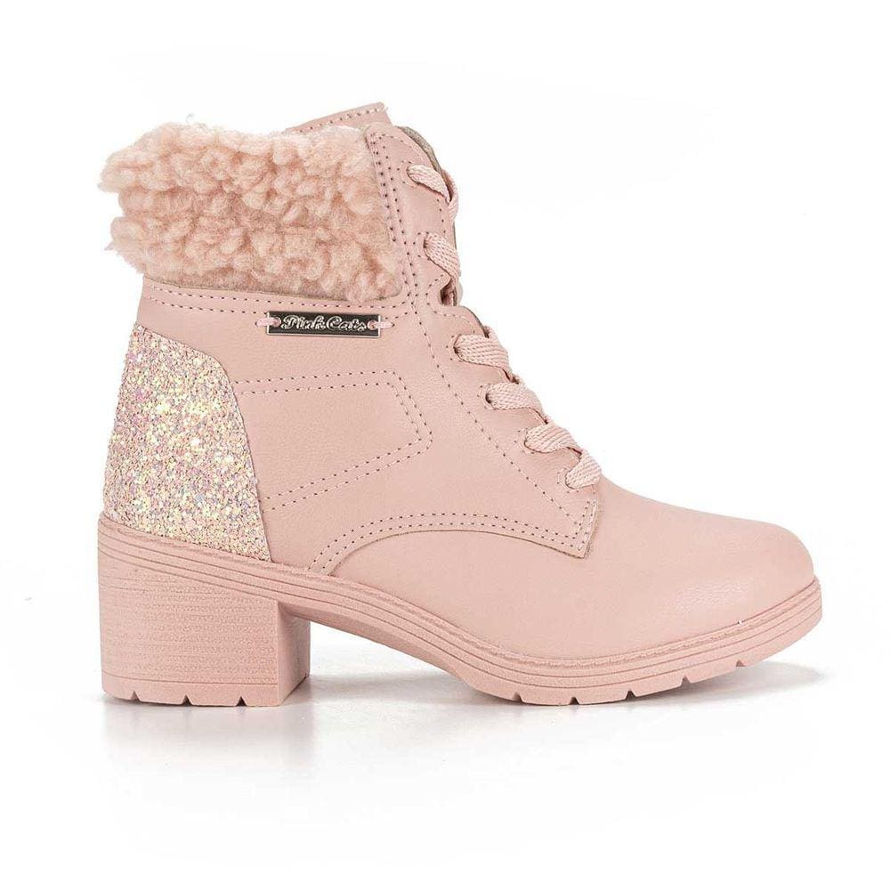 Bota Infantil Pink Cats Saltinho Pelinho E Brilhos V3371
