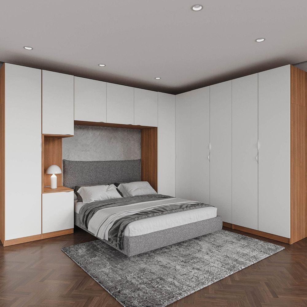 Guarda Roupa Modulado Canto 12 Portas 6 Peças Hera CabeCasa MadeiraMadeira Louro/Branco Geada