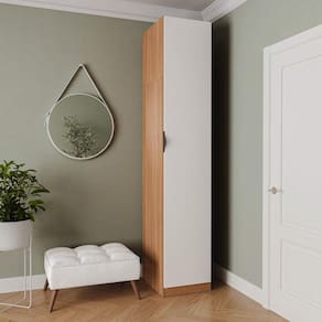 Guarda Roupa Hera 1 Porta com 6 Prateleiras CabeCasa MadeiraMadeira Louro/Branco Geada