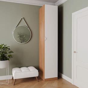 Guarda Roupa Hera 1 Porta com 6 Prateleiras CabeCasa MadeiraMadeira Louro/Branco Geada
