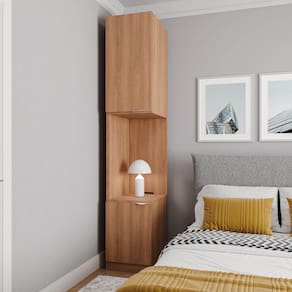 Mesa de Cabeceira Modular Esquerda Hera 2 Portas 1 Gaveta CabeCasa MadeiraMadeira Louro