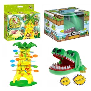 Kit Jogo Pula Macaco + Jogo Croc Croc Crocodilo Morde Dedo
