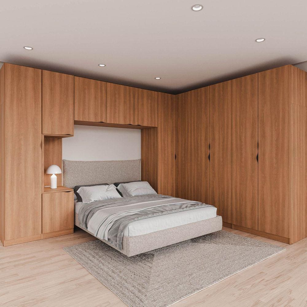 Guarda Roupa Modulado Canto 12 Portas 6 Peças Hera CabeCasa MadeiraMadeira Louro