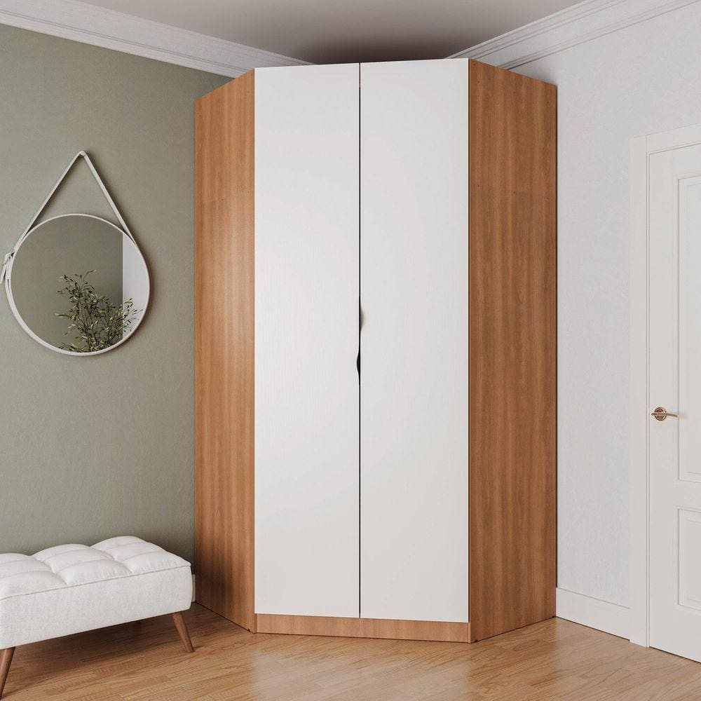 Guarda Roupa de Canto Closet Modular Hera com 6 Prateleiras CabeCasa MadeiraMadeira Louro/Branco Geada