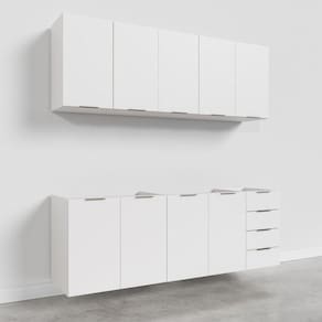Cozinha Modulada 4 Peças sem Tampo 2 Aéreos e 2 Balcões Ipanema CabeCasa MadeiraMadeira Branco
