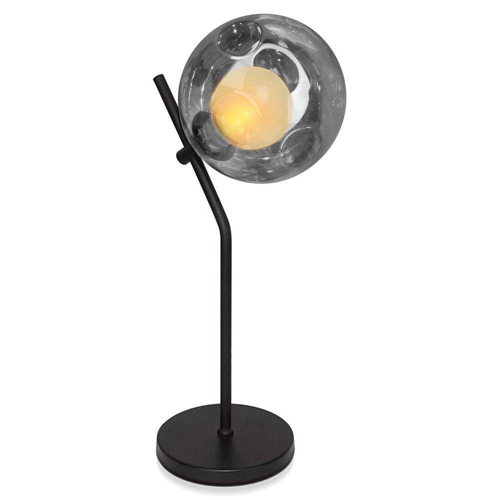 Luminária De Mesa TOUCH Aro Jabuticaba Fumê Harmony Preto