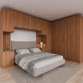 Guarda Roupa Modulado Canto 12 Portas 6 Peças 2 Mesas de Cabeceira Hera CabeCasa MadeiraMadeira Louro