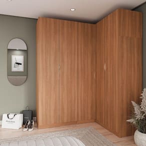 Guarda Roupa Modulado Canto 5 Portas 3 Peças Hera CabeCasa MadeiraMadeira Louro