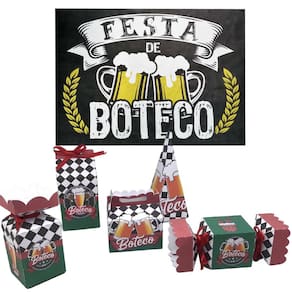 Kit Lembrancinhas Festa Aniversario Boteco + Painel TNT
