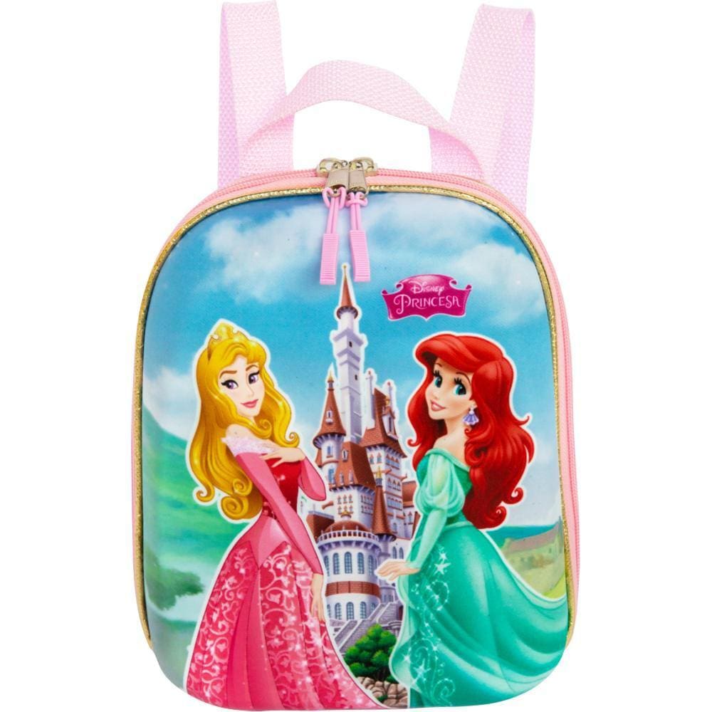 Mochila Pequena Maxtoy 3D Princesas Castelo Rosa