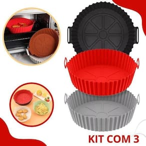 3 Formas Silicone Airfryer Reutilizável Tapete Microondas