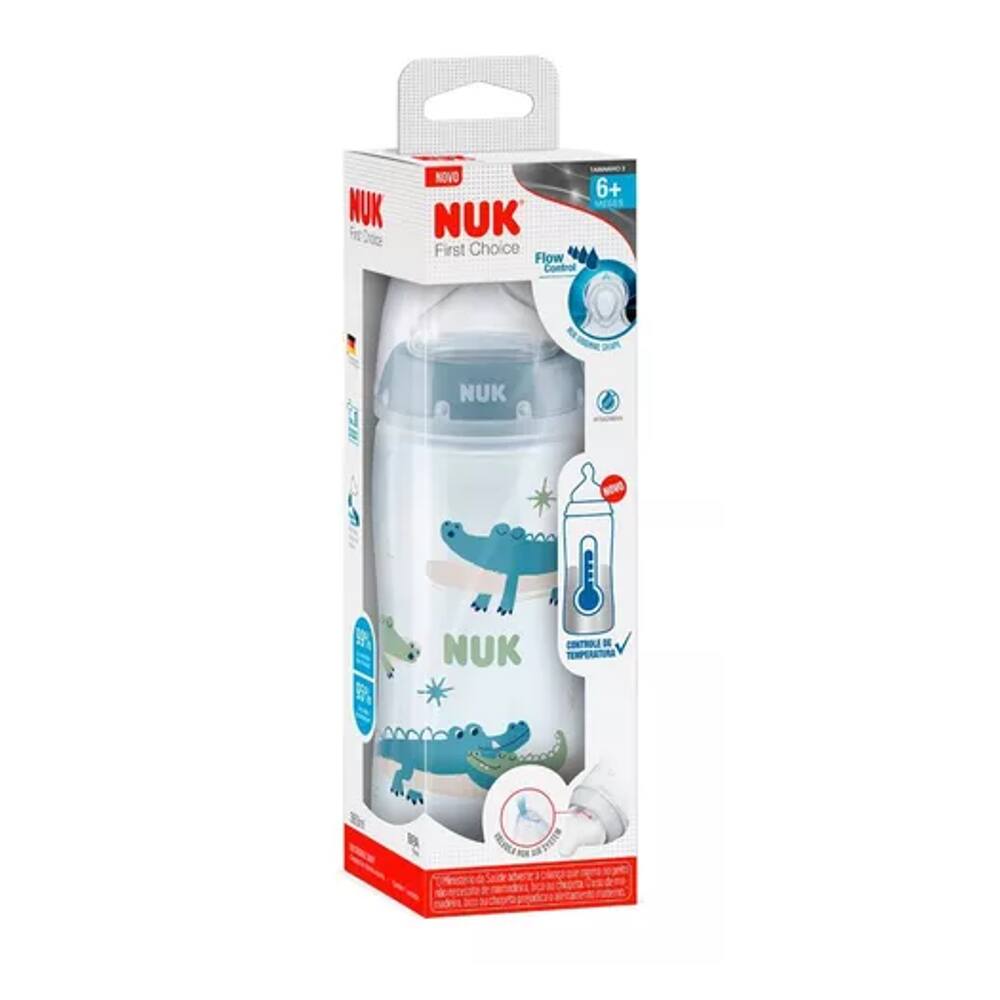 Mamadeira Nuk First Choice Jacaré +6 Meses 300Ml Controle De Temperatura