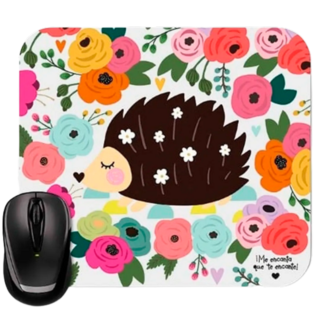 Mouse Pad decorado Marca Me Encanta Porco espinho flores