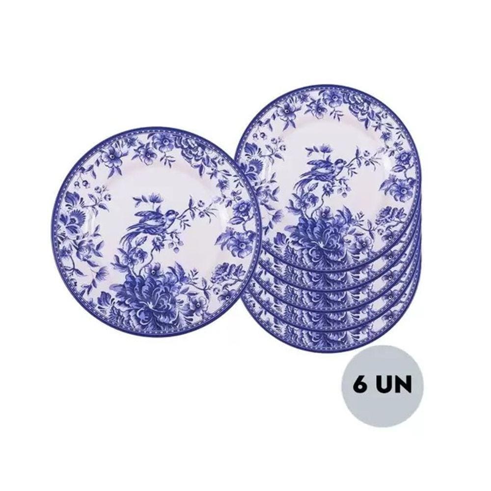 Jogo 6 Pratos Sobremesa Chinese Garden Cerâmica Alleanza 1ªL