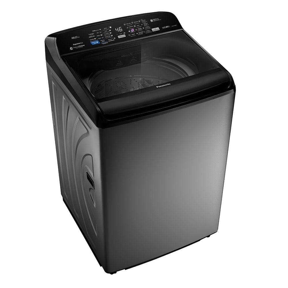 Máquina de Lavar Panasonic 18 Kg Sistema de Lavagem Ciclone e Antibactéria NA-F180P7TA Titanium 110V