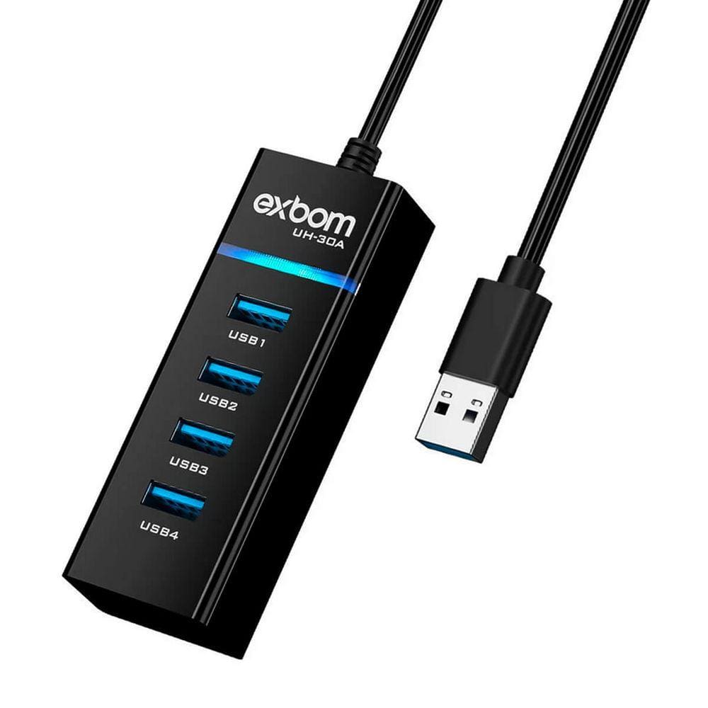 Hub Cabo Usb 3.0 Extensor 4 Portas Hd Pen Drive Exbom UH-30A