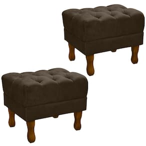 Kit 2 Puff Puf Retro Capitone 52X44Cm Suede Marrom Mpassos Marrom
