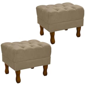 Kit 2 Puff Puf Retro Capitone 52X44Cm Suede Capuccino Mpassos Capuccino