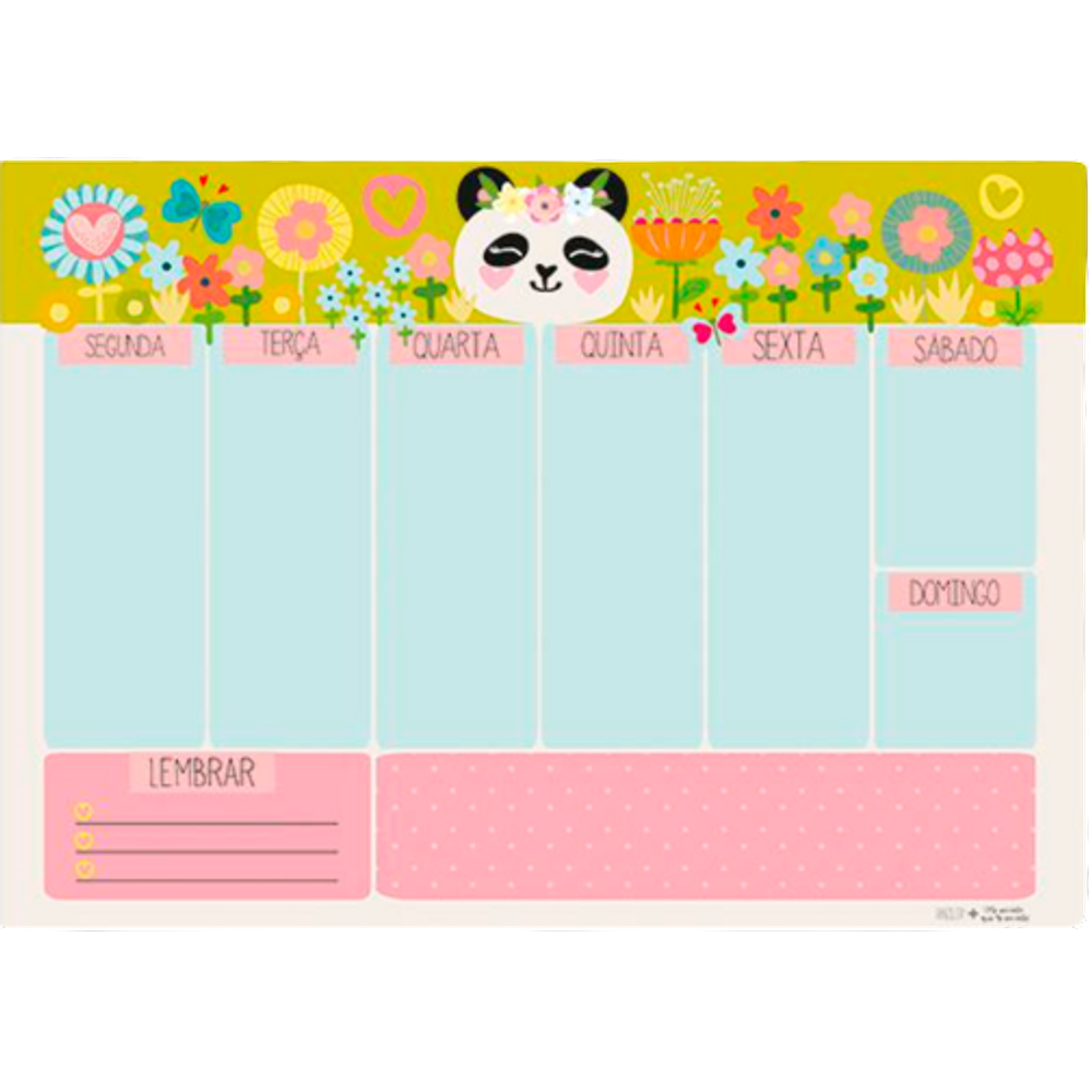 Bloco planner Semanal Me Encanta 50 Fls decoradas Panda