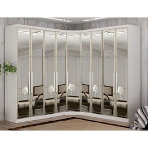Modulado Closet Completo Espelhado 9 Portas 6 Gavetas - Rizon-Branco - Móveis Novo Horizonte