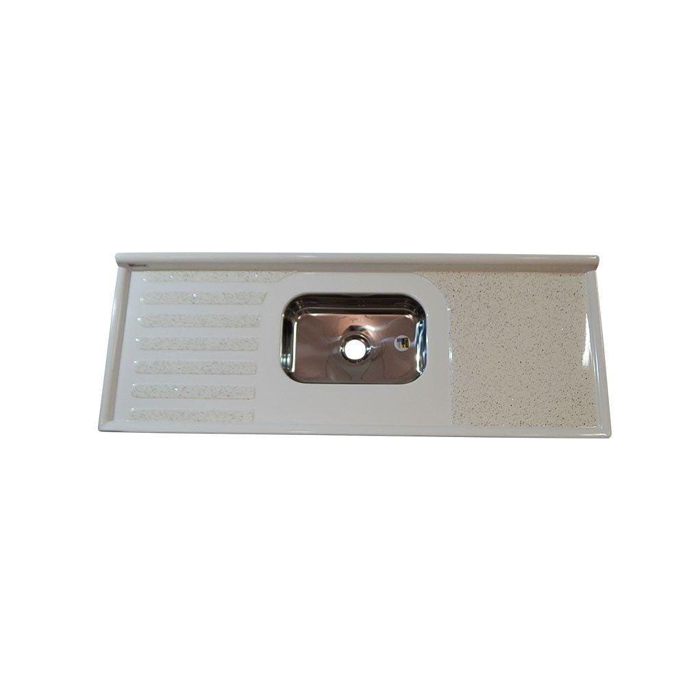 Pia sintética Corso Isocril branca 2m cuba inox