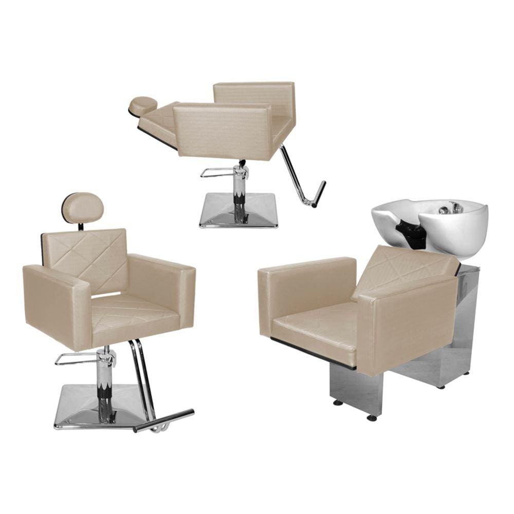 Kit Salão Evidence 1 Recl + 1 Fixa Quadrada + Lavatório Branco Pérola