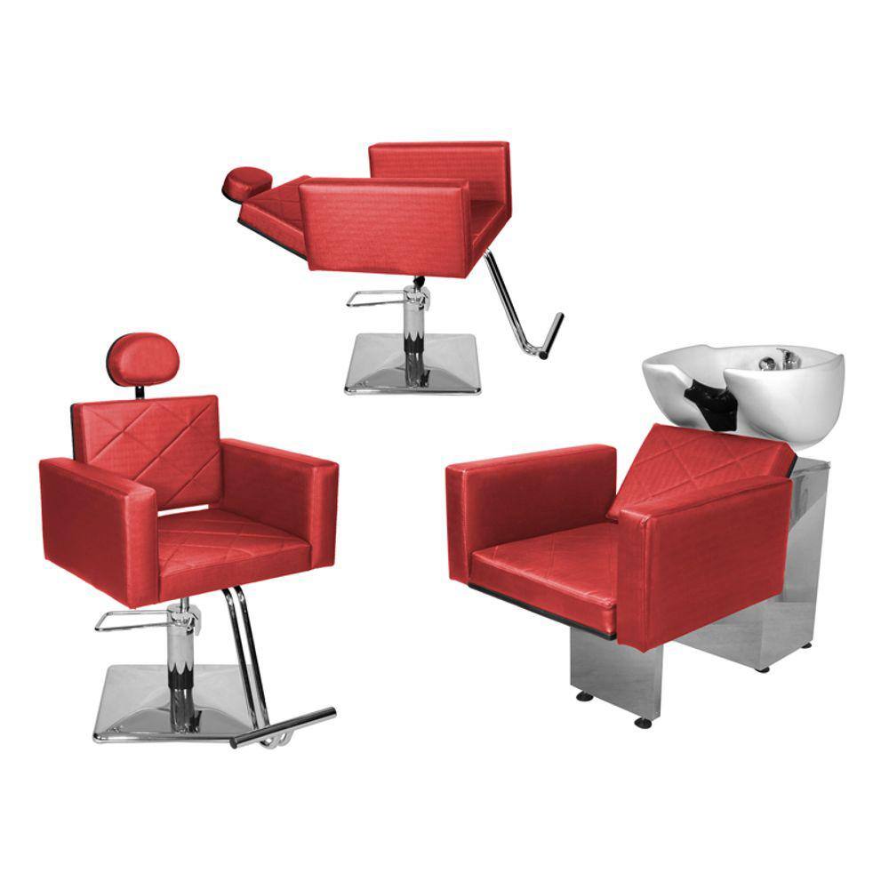 Kit Salão Evidence 1 Recl + 1 Fixa Quadrada + Lavatório Vermelho