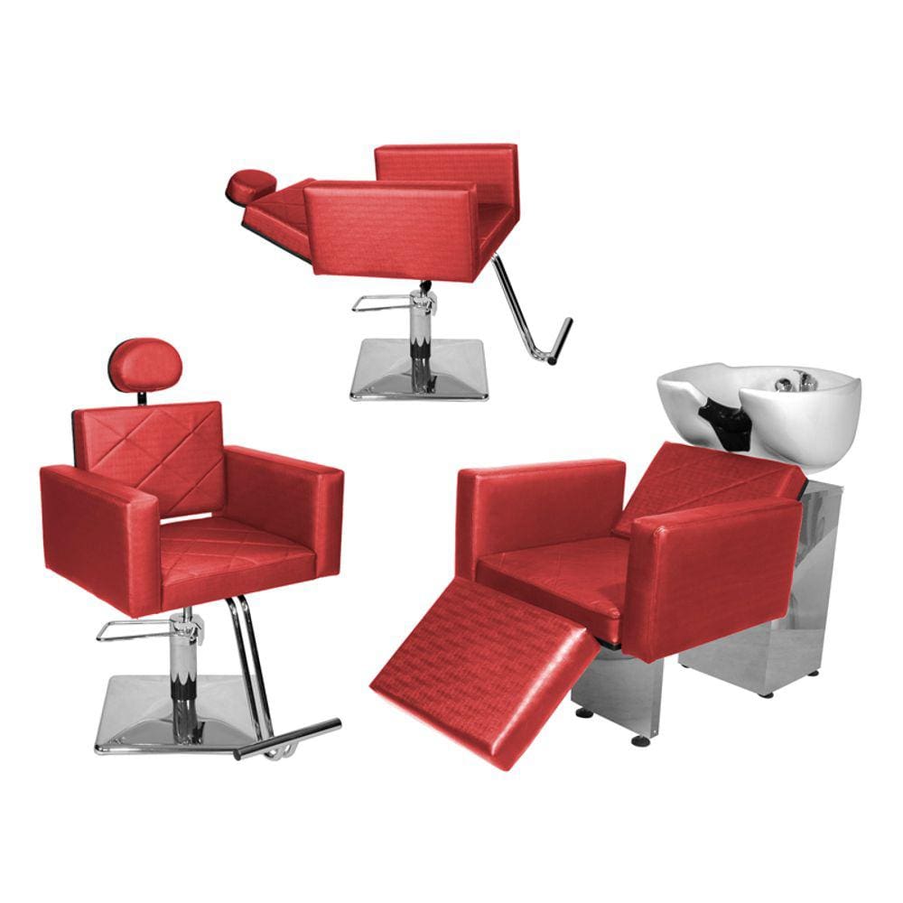 Kit Salão Evidence 1 Recl + 1 Fixa Quadrada + Lavatório C/Ap Vermelho