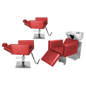 Kit Salão Evidence 2 Cad Recl Quadrada + 1 Lavatório C/Ap Vermelho