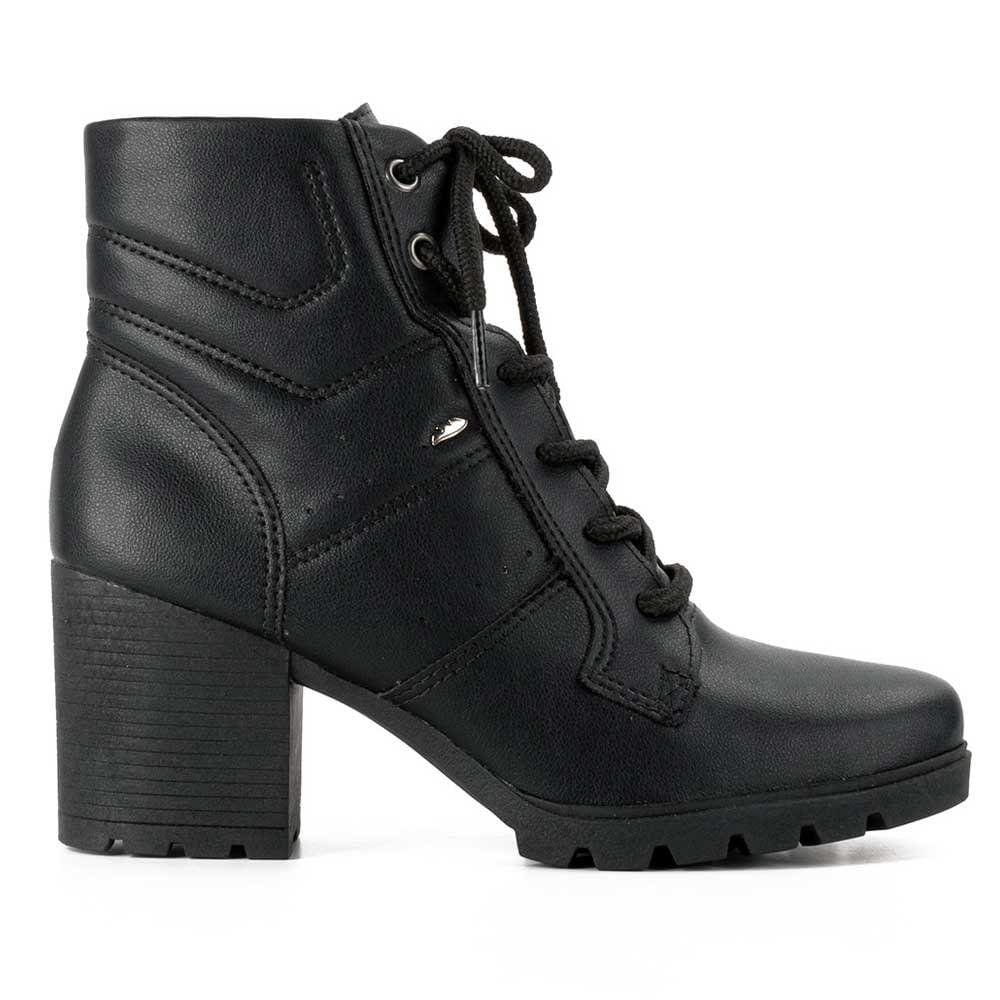 Bota Coturno Dakota De Napa Com Salto Bloco Bege Preto G5673
