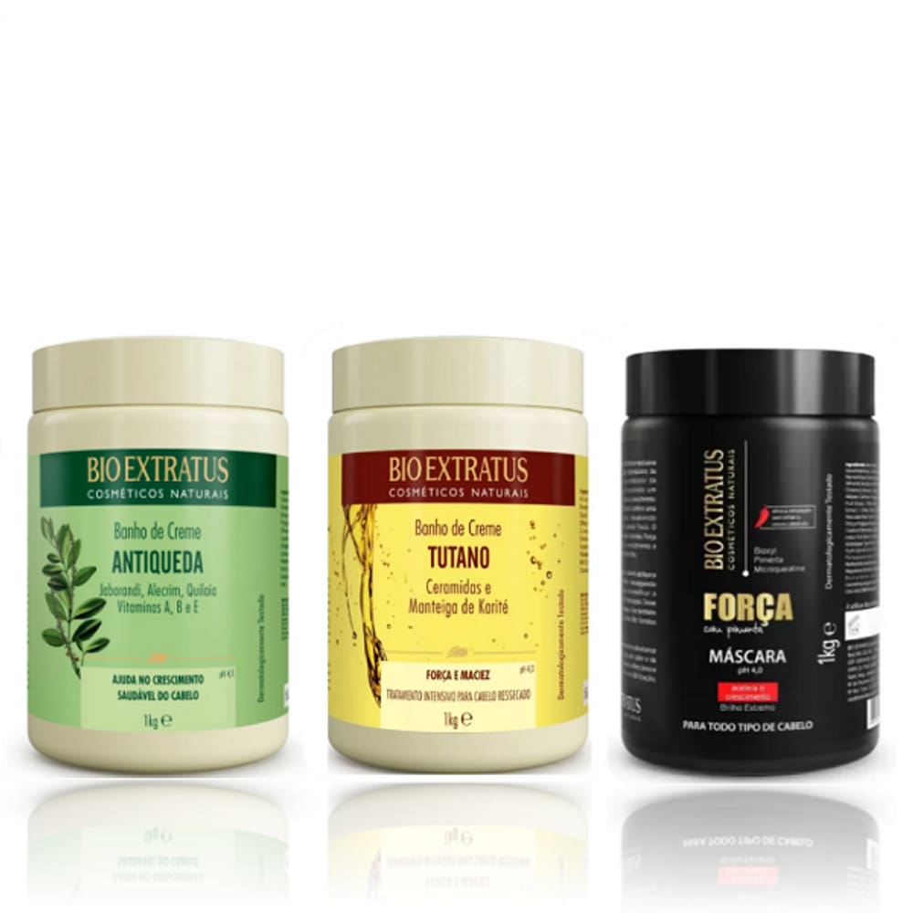 Cronograma Bio Extratus Vegano Cabelos Danificados 1Kg (Jaborandi+Tutano+Força com Pimenta)