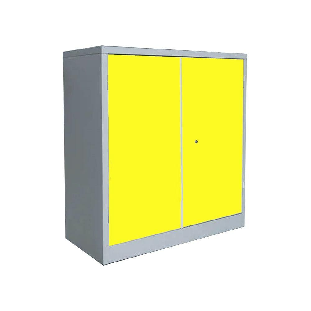 Armário De Aço Baixo 2 Portas Multi Uso Pequeno Amarelo