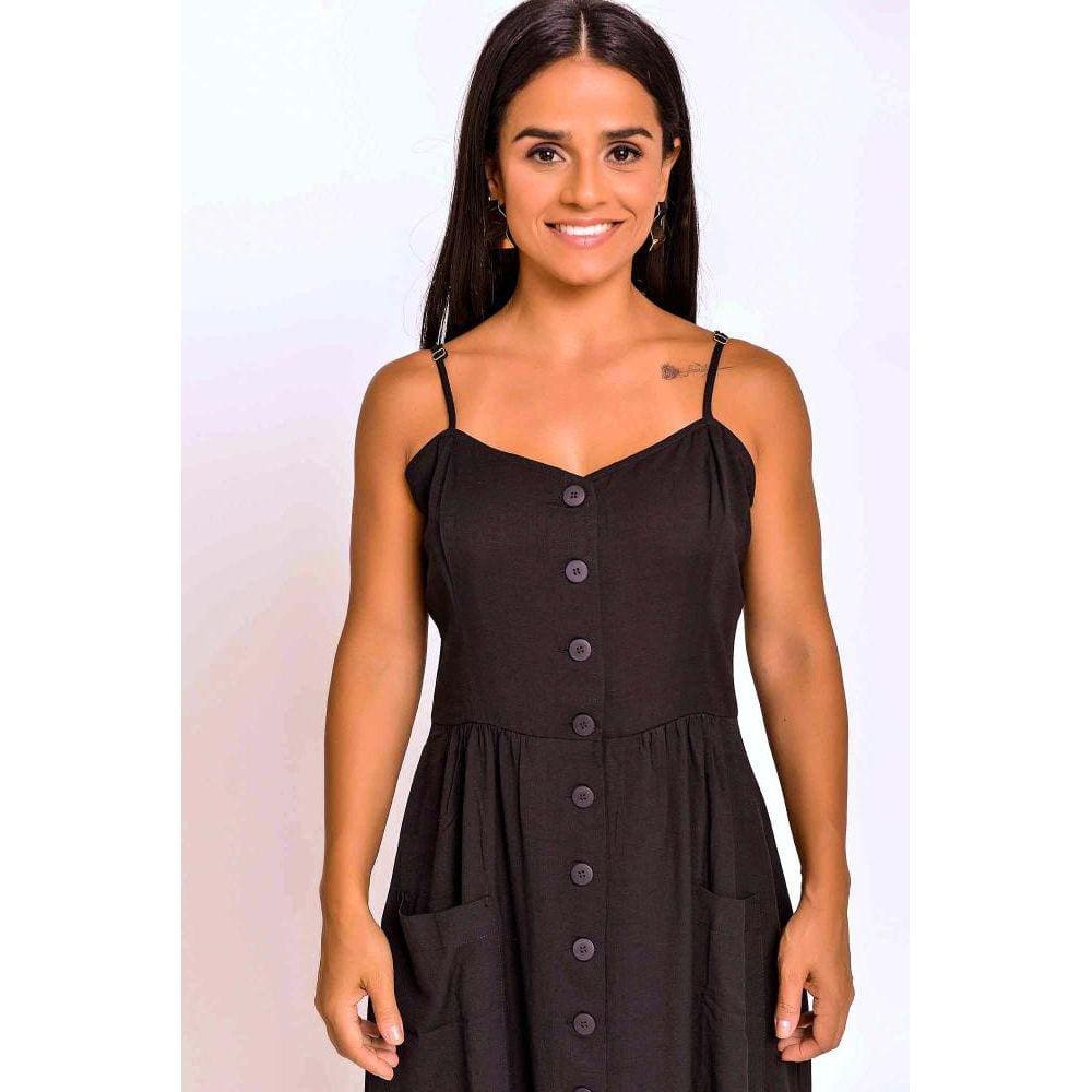 Vestido Midi Em Linho