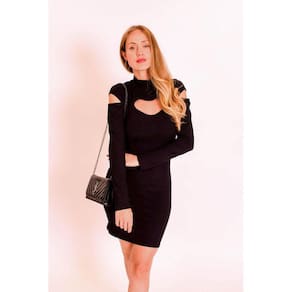 Vestido Mangas Longas Malha Canelada Diva