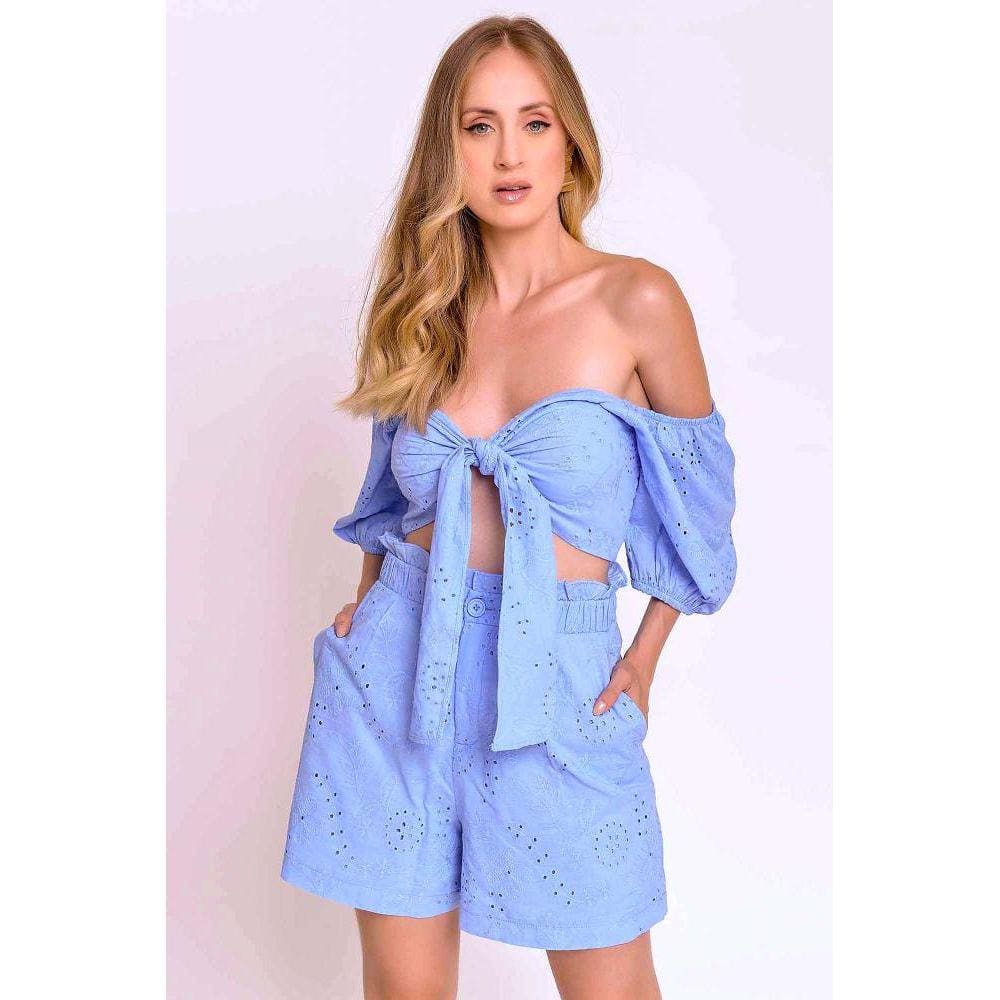 Cropped Mangas Bufantes Em Laise Carlota