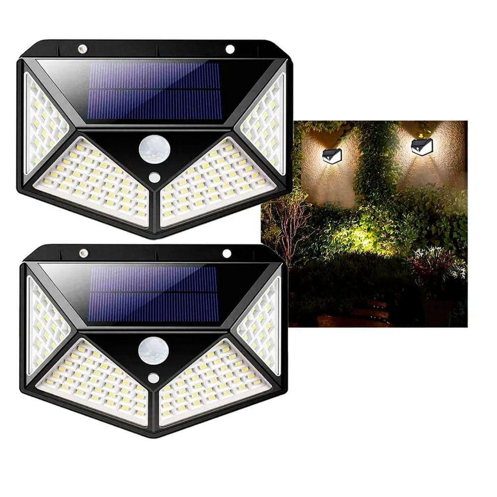 Arandela Luminária Com 100 Leds Solar A Prova D`Água