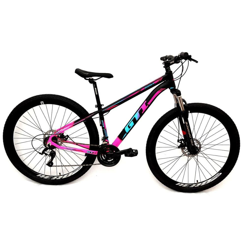Bicicleta GTI Roma Aro 29 Quadro 17 Alumínio preto/pink/azul 21V .