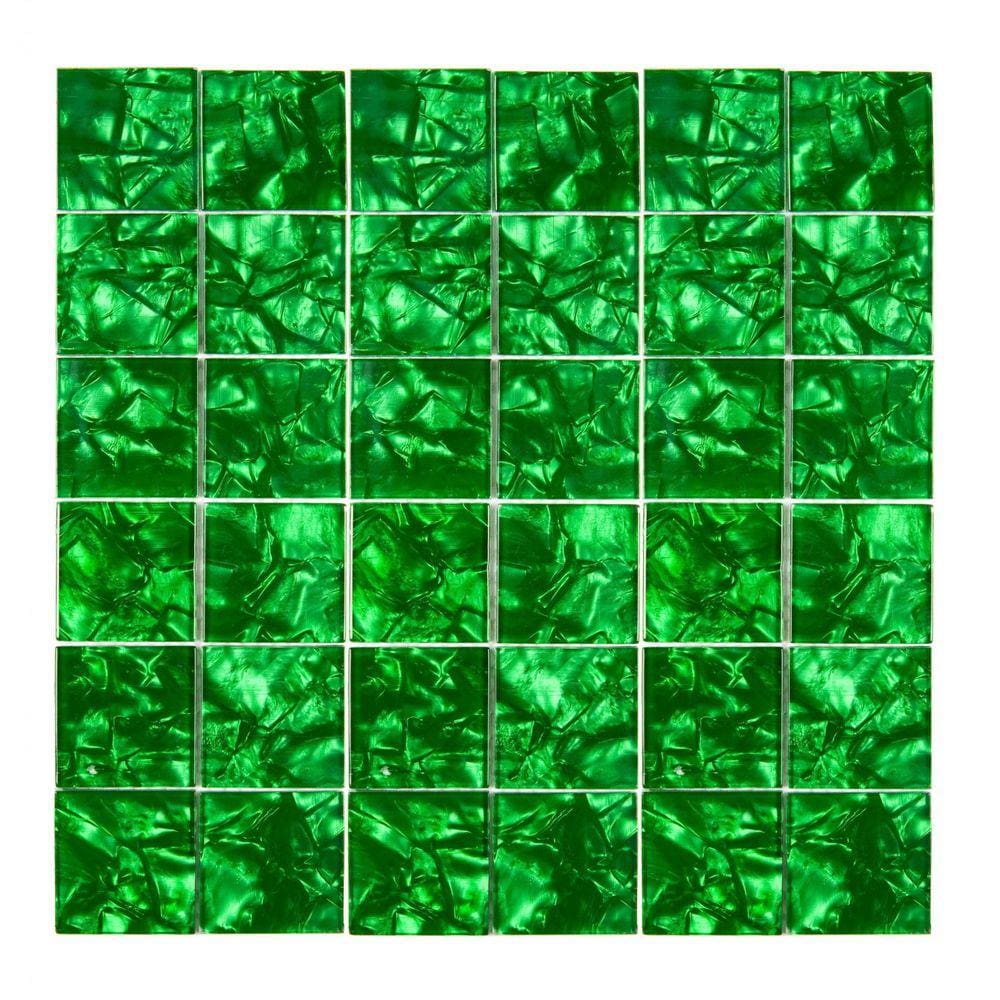 Pastilha Lisa de Vidro 30cm x 30cm Silk Glass Mosaic Placas Verde