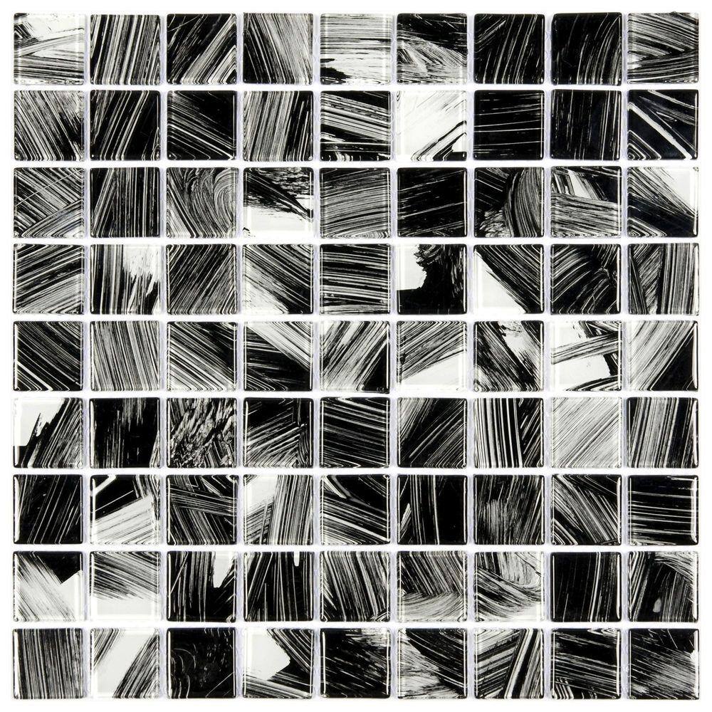 Pastilha de Vidro Cristal Glass Mosaic 29,2cmx29,2cm Placas Preto