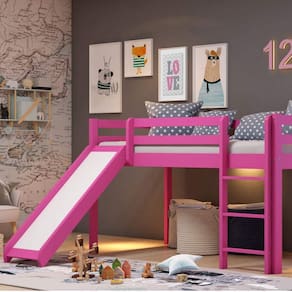 Cama com Escorregador Arbol móveis Rosa