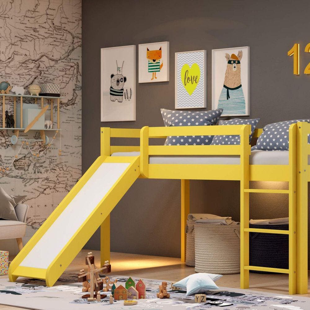Cama com Escorregador Arbol móveis Amarelo
