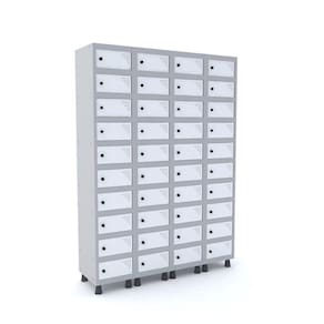 Armario Porta objeto 40 Portas Aço APOP 504/40 Pandin Móveis Cinza/Branco