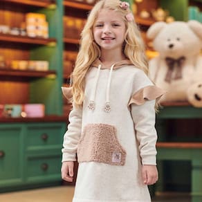 Vestido Manga Longa Com Capuz E Bolso Kukiê Ref: 62810 4/6