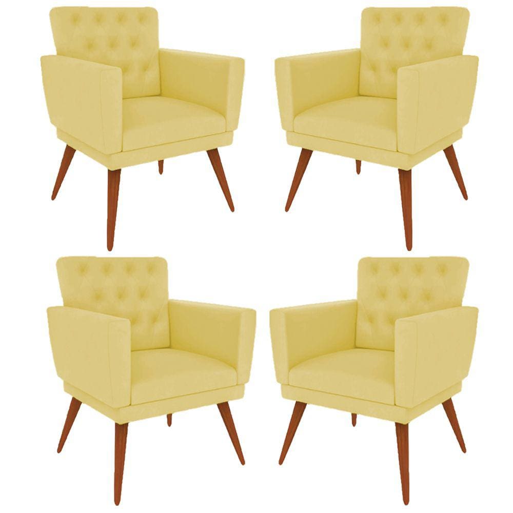 Kit 4 Poltronas Nina com Capitone - Amarelo