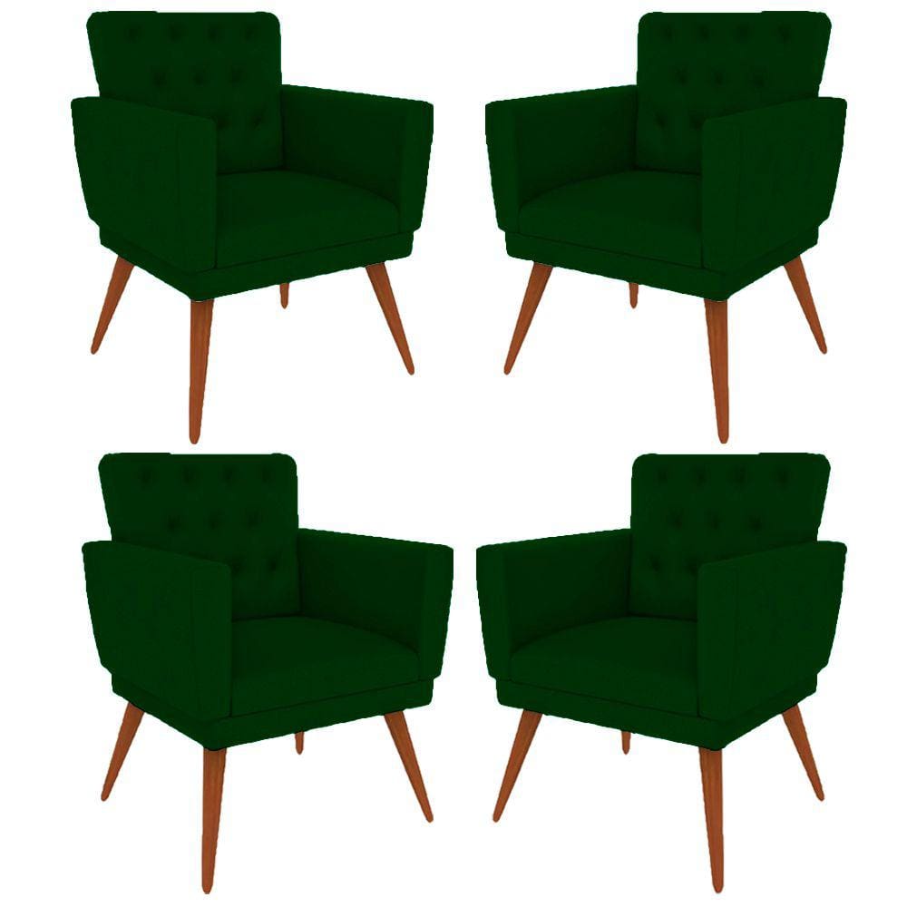 Kit 4 Poltronas Nina com Capitone - Verde