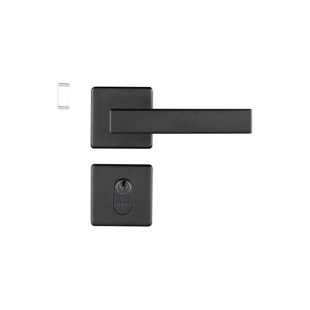 Fechadura 409 Roseta Quadrada Máquina 55 Preto Texturizado Externa Pado