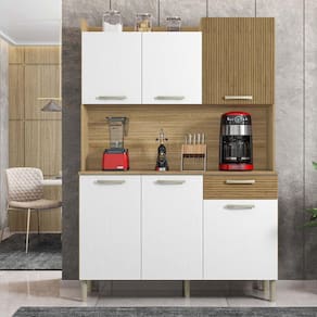Armário de Cozinha 6 Portas 1 Gaveta Kit Gênova Kits Paraná Freijó/Supremo