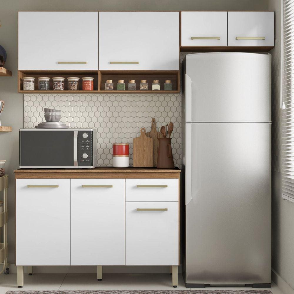 Cozinha Compacta 3 Peças 7 Portas 1 Gaveta Dama Demóbile Amendola/Branco