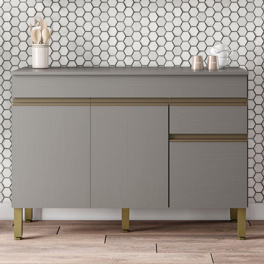 Balcão para Cozinha 3 Portas 1 Gaveta 120cm Line Kits Paraná Gris